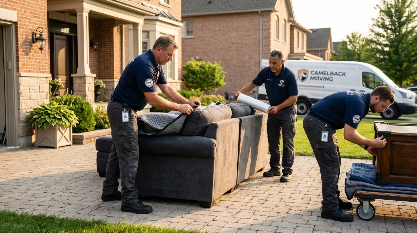 Large estate moving crew wrapping furniture in Ramsey, NJ
